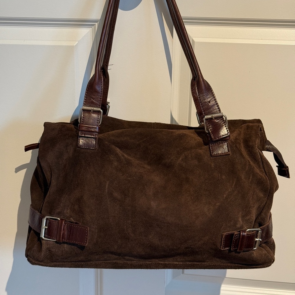 Elegant Brown Suede Shoulder Bag